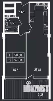 1-к квартира, вторичка, 58м2, 3/8 этаж