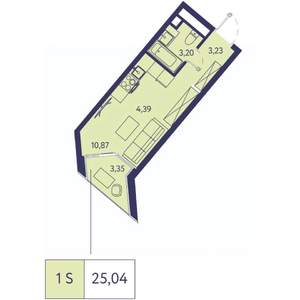 1-к квартира, вторичка, 25м2, 4/20 этаж