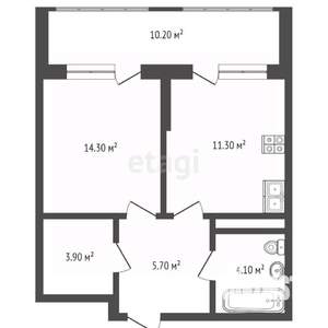 1-к квартира, вторичка, 47м2, 2/9 этаж