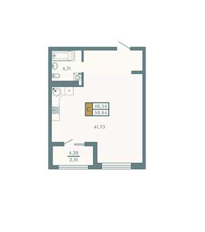 Студия квартира, вторичка, 51м2, 9/9 этаж