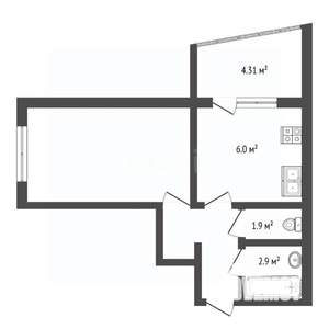 1-к квартира, вторичка, 37м2, 2/9 этаж