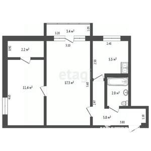 2-к квартира, вторичка, 48м2, 4/4 этаж