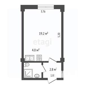 Студия квартира, вторичка, 24м2, 1/5 этаж