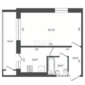 1-к квартира, вторичка, 30м2, 4/5 этаж