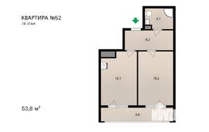 1-к квартира, сданный дом, 54м2, 7/8 этаж