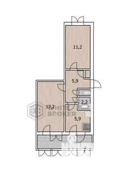 2-к квартира, вторичка, 53м2, 1/5 этаж