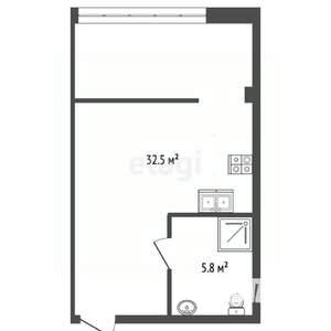 Студия квартира, вторичка, 38м2, 2/8 этаж