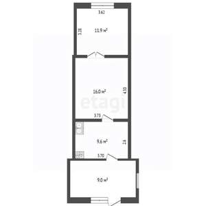 2-к квартира, вторичка, 47м2, 1/1 этаж