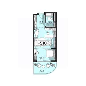 2-к квартира, строящийся дом, 55м2, 5/6 этаж
