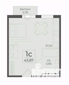 1-к квартира, вторичка, 44м2, 4/15 этаж