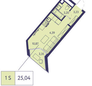 1-к квартира, вторичка, 25м2, 13/20 этаж