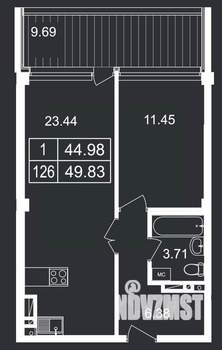 1-к квартира, вторичка, 50м2, 7/8 этаж