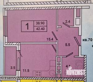 1-к квартира, вторичка, 42м2, 3/8 этаж
