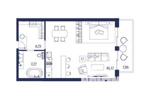 Студия квартира, вторичка, 70м2, 4/8 этаж