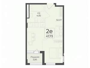Студия квартира, вторичка, 48м2, 4/15 этаж