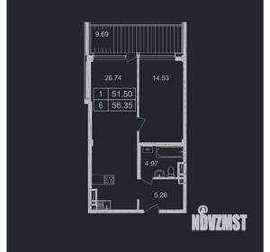 2-к квартира, вторичка, 56м2, 6/8 этаж