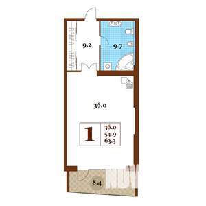 Студия квартира, строящийся дом, 83м2, 9/15 этаж