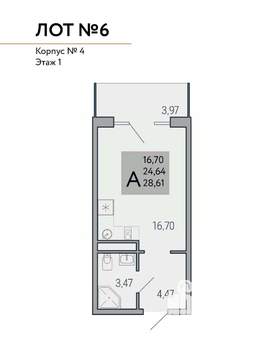 Студия квартира, вторичка, 29м2, 8/9 этаж