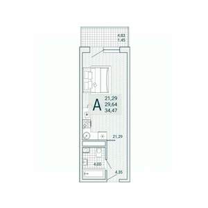 Студия квартира, вторичка, 34м2, 4/9 этаж
