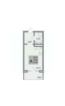 Студия квартира, вторичка, 27м2, 2/3 этаж