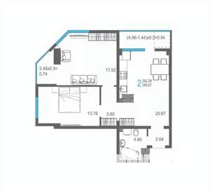 2-к квартира, строящийся дом, 64м2, 12/17 этаж