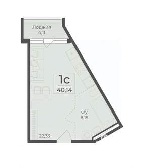 1-к квартира, вторичка, 40м2, 6/18 этаж