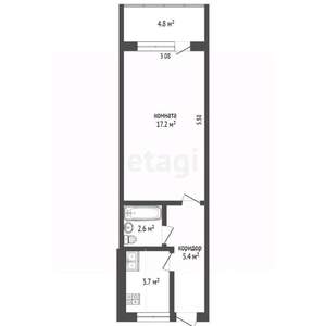 1-к квартира, вторичка, 34м2, 3/5 этаж