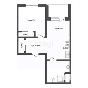 Студия квартира, сданный дом, 41м2, 6/8 этаж