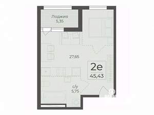 Студия квартира, вторичка, 45м2, 3/15 этаж