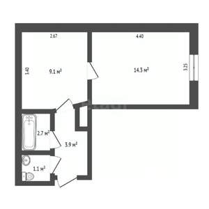 2-к квартира, вторичка, 32м2, 2/2 этаж