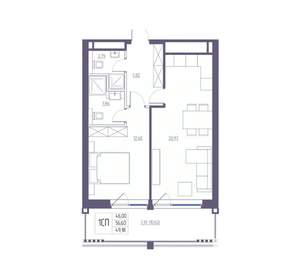 1-к квартира, вторичка, 57м2, 1/8 этаж