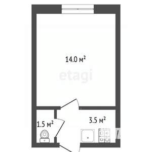 1-к квартира, вторичка, 19м2, 5/5 этаж