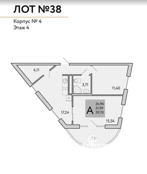 2-к квартира, вторичка, 60м2, 3/3 этаж