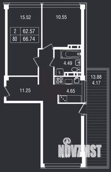 3-к квартира, вторичка, 67м2, 7/8 этаж