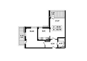 2-к квартира, вторичка, 66м2, 2/8 этаж