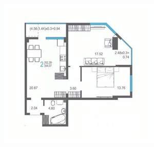 2-к квартира, вторичка, 64м2, 12/17 этаж