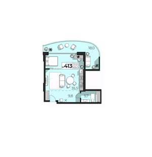 Студия квартира, вторичка, 69м2, 4/6 этаж