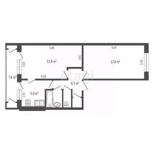 2-к квартира, вторичка, 51м2, 4/5 этаж