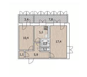 2-к квартира, вторичка, 50м2, 1/5 этаж