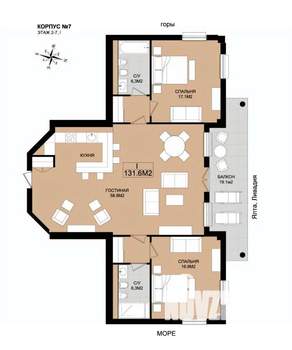 3-к квартира, вторичка, 132м2, 2/8 этаж