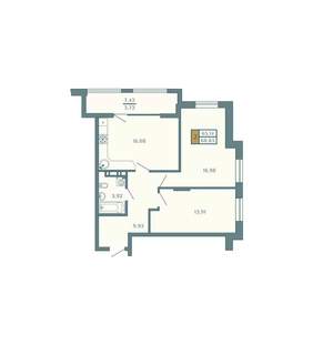 2-к квартира, вторичка, 69м2, 4/9 этаж