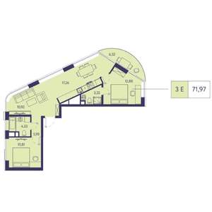 3-к квартира, вторичка, 72м2, 2/20 этаж
