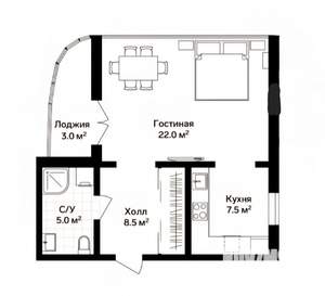 Студия квартира, вторичка, 34м2, 4/5 этаж