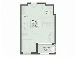 Студия квартира, вторичка, 51м2, 4/15 этаж