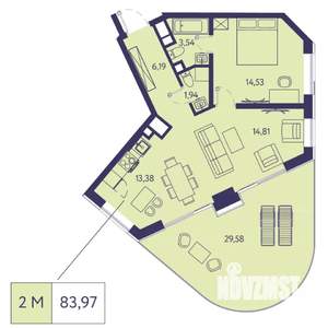 3-к квартира, строящийся дом, 84м2, 3/20 этаж