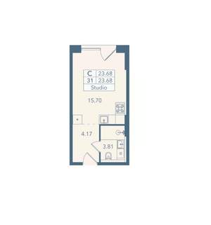 Студия квартира, вторичка, 24м2, 3/8 этаж