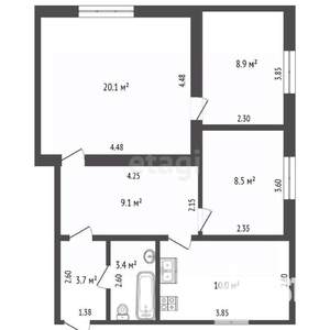 3-к квартира, вторичка, 63м2, 2/3 этаж