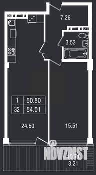 1-к квартира, вторичка, 54м2, 4/8 этаж