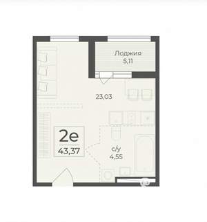 1-к квартира, вторичка, 43м2, 7/18 этаж