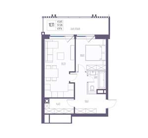 1-к квартира, вторичка, 57м2, 4/8 этаж